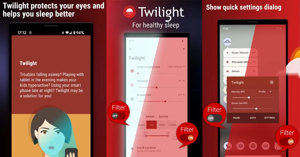 Twilight Dimmer - Night mode Blue Light Filter for Android