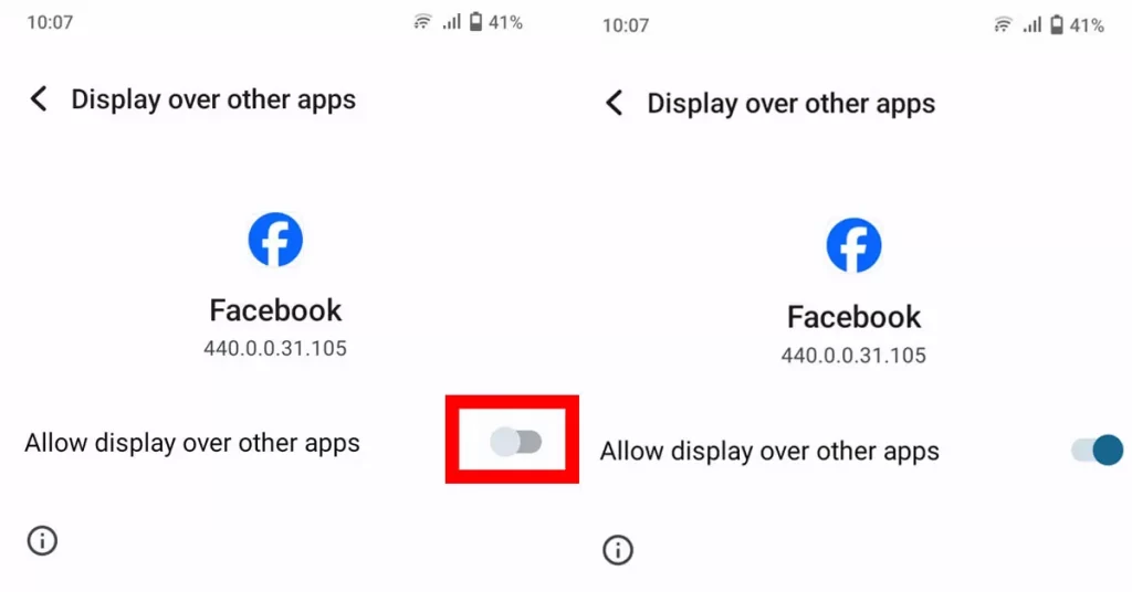 Display Over Other App Activated